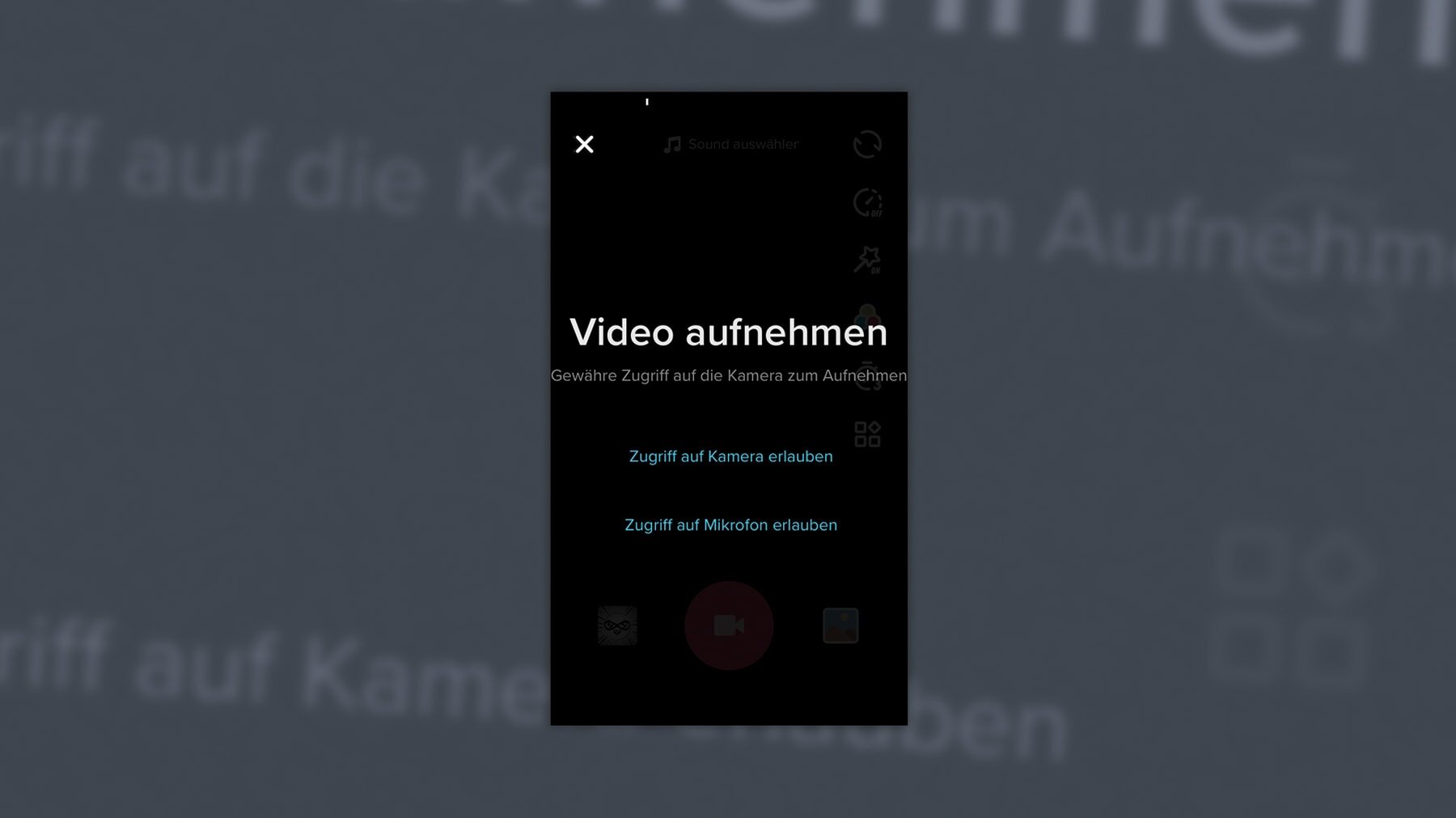 Screenshot von TikTok: Neues Video hinzufügen