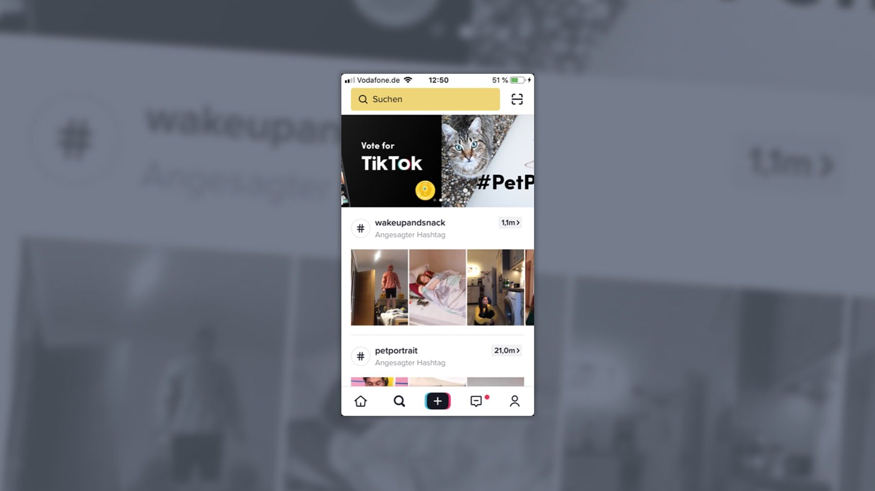 Screenshot der TikTok Suche
