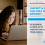 Foto von Mädchen konzentriert am Laptop, daneben die Aufschrift: Digitaler Elternabend ChatGPT & Co. – Fun, Fake oder Gefahr?!