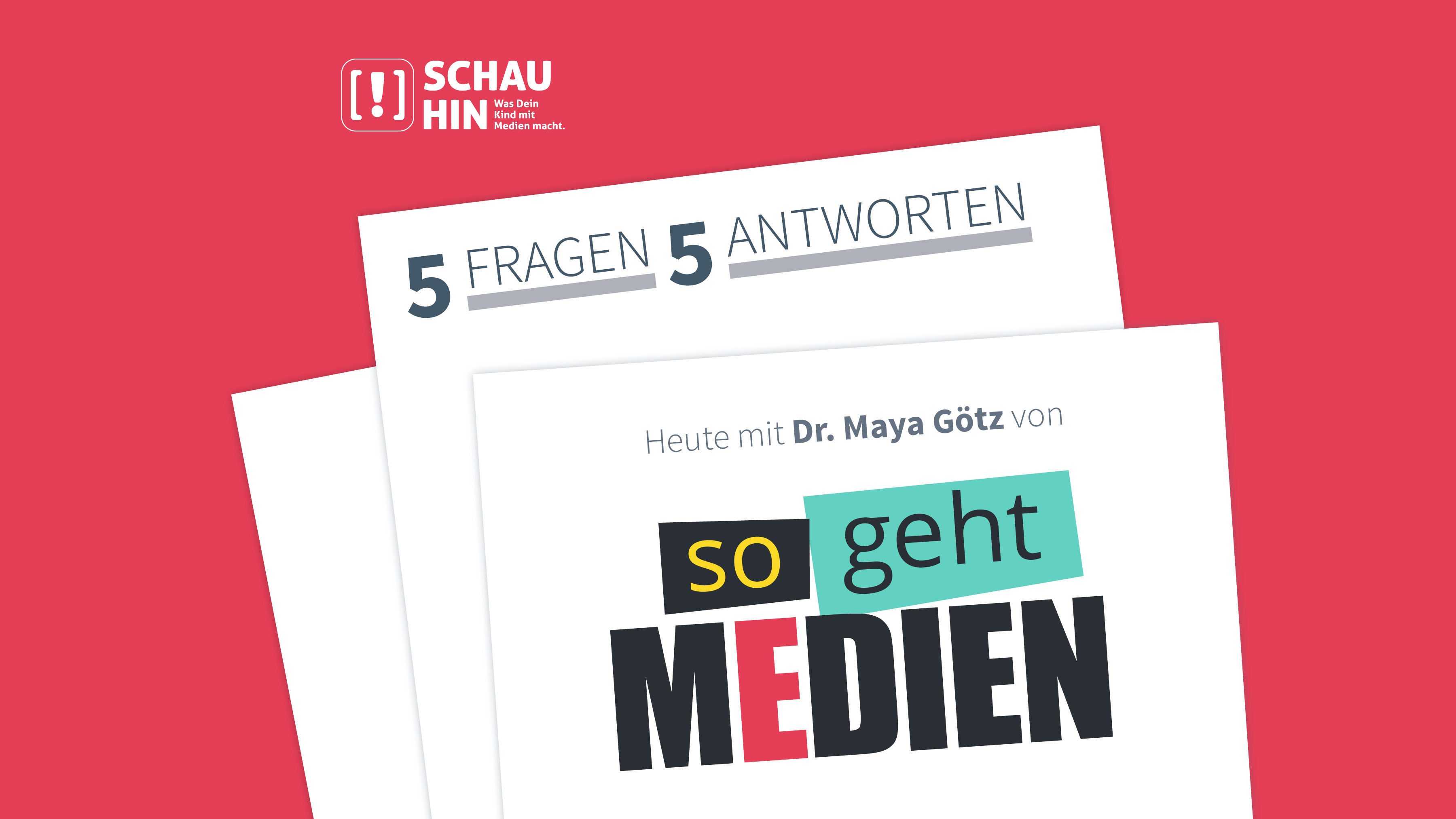 Grafik zur Interviewreihe „5 Fragen – 5 Antworten“ mit „so geht MEDIEN“