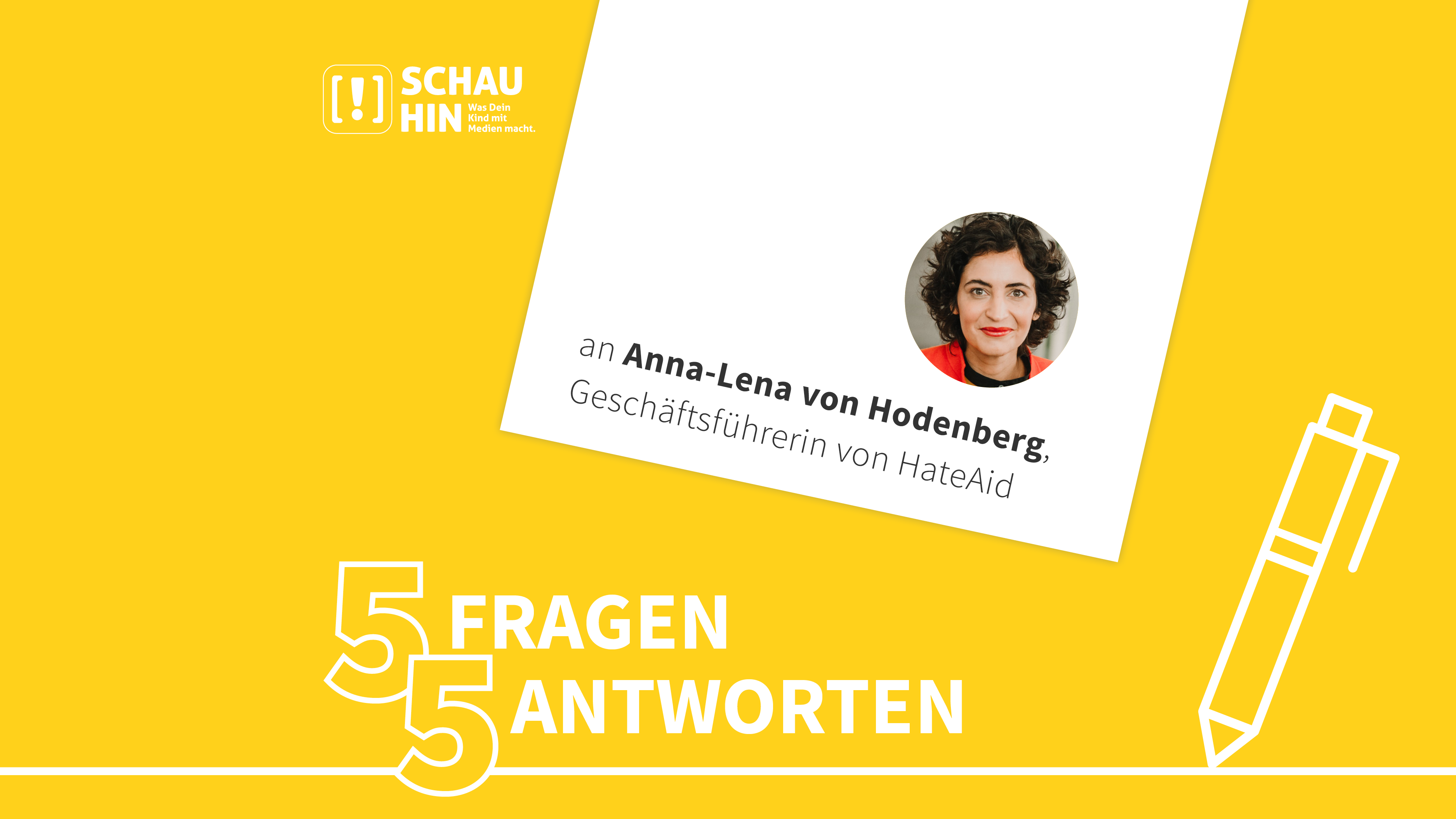 Grafik mit Portrait von Anna-Lena von Hodenberg und ihrem Beruf als Leiterin der Initiative HateAid