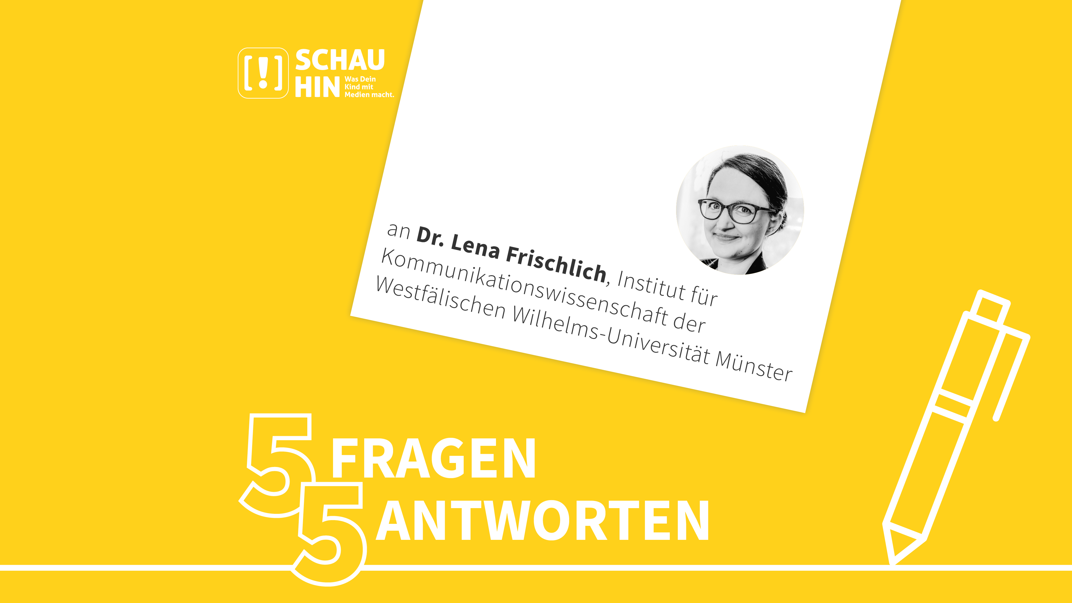 Grafik mit Portrait von Dr. Lena Frischlich und der Nennung des Instituts für Kommunikationswissenschaft der Westfälischen Wilhelms-Universität Münster 
