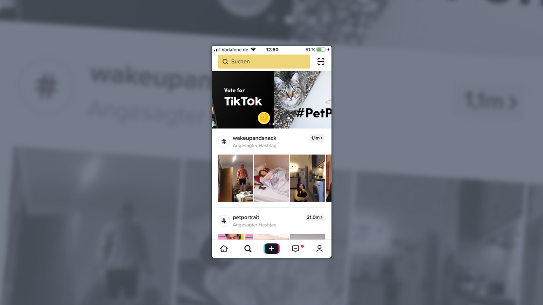 Screenshot der TikTok Suche