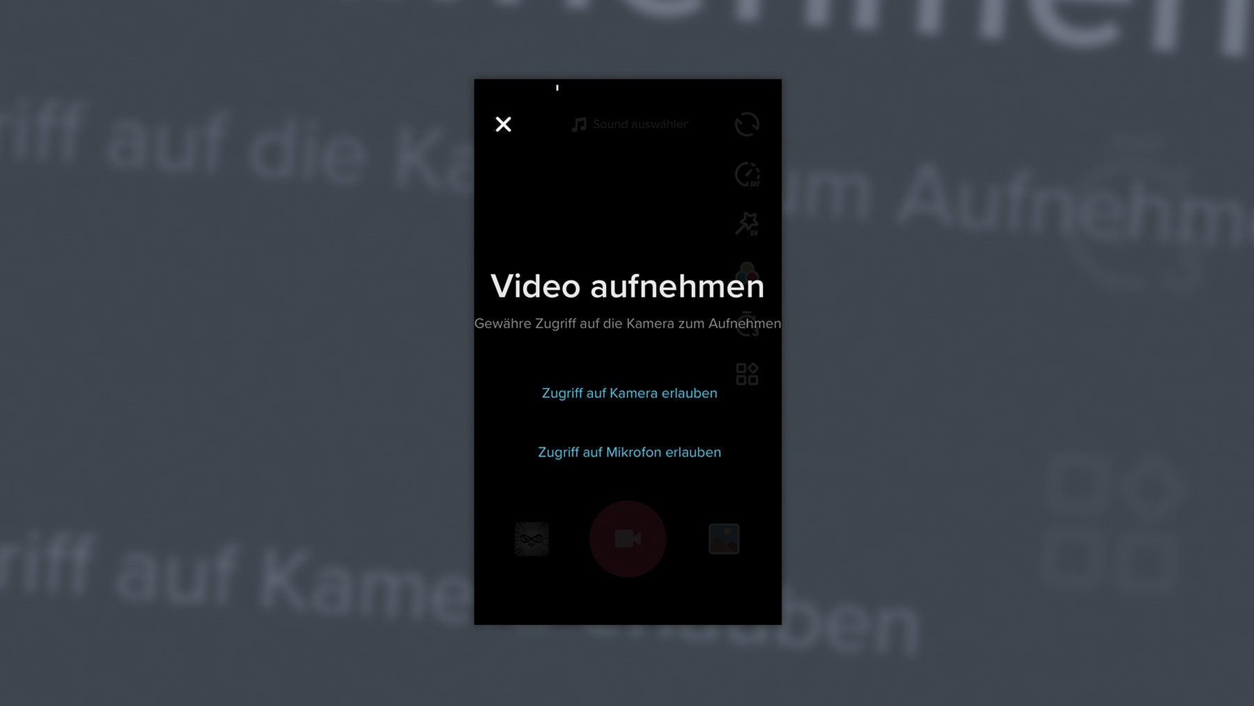Screenshot von TikTok: Neues Video hinzufügen