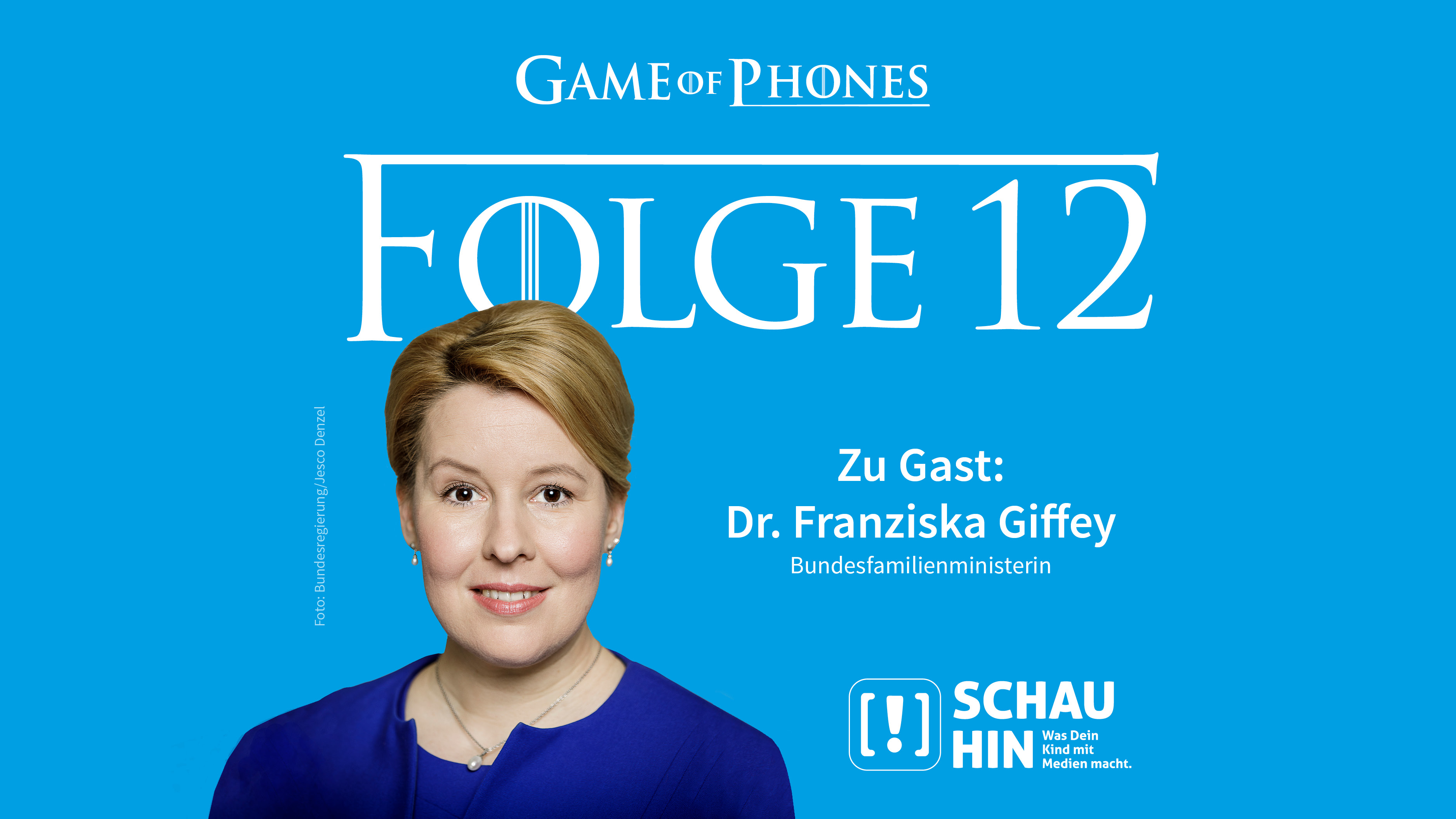 Grafik zum Podcast „Game of Phones“ mit Foto der Gesprächspartnerin Franziska Giffey.